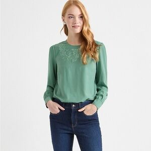 Green Embroidered Blouse